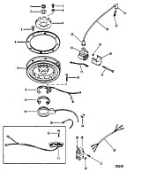Маховик, катушка зажигания и распределительная коробка (Часть 2) 2-х тактного ПЛМ MERCURY 40 M Серийный номер от 7144763 и выше